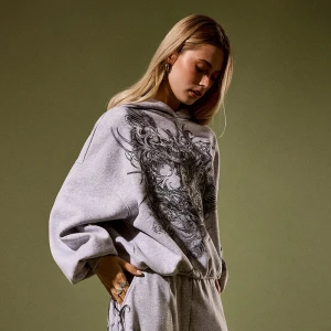 Bluza z nadrukiem w stylu gothic szara House