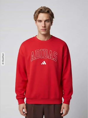 Bluza z nadrukiem z logo Adidas Czerwony