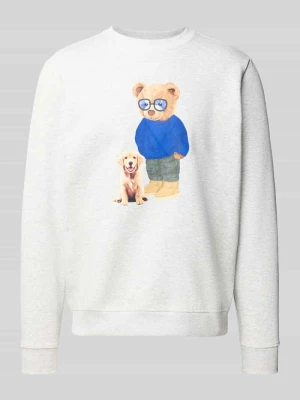 Bluza z nadrukiem z motywem Chill Pill Jasnoszary melanż