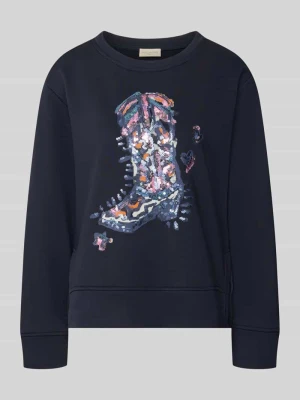 Bluza z nadrukiem z motywem i cekinami milano italy Granatowy