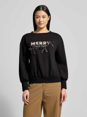 Bluza z nadrukiem z napisem i obszyciem ozdobnymi kamieniami Zero