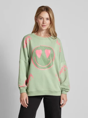 Bluza z obszyciem kamieniami stras model ‘Happy Heart Face’ miss goodlife