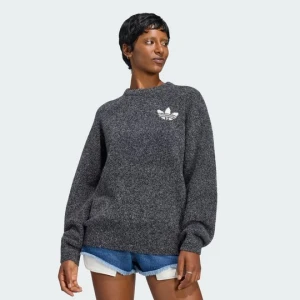 Bluza z okrągłym dekoltem z dzianiny boucle ESSENTIALS Adidas czarny