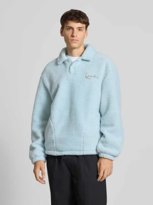 Bluza z pluszu teddy z kołnierzem wykładanym i zapięciem na guziki Karl Kani