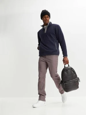 Bluza z polaru ze stójką, praktycznymi kieszeniami i kontrastowymi detalami bonprix