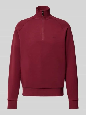 Bluza z półdługim zamkiem błyskawicznym Boss Bordowy