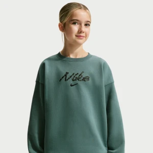 Bluza z półokrągłym dekoltem o kroju oversize dla dużych dzieci (dziewcząt) Nike Studio Fleece - Szary