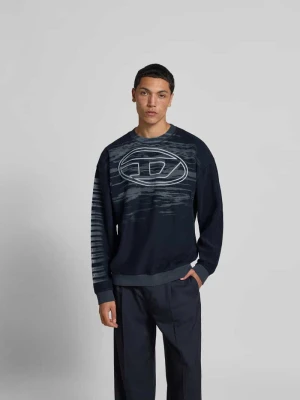 Bluza z prążkowanymi wykończeniami Diesel Ciemnoniebieski