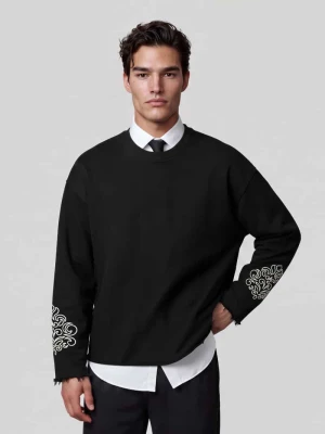 Bluza z rękawami z haftem model 'ONA' Don't Waste Culture Czarny