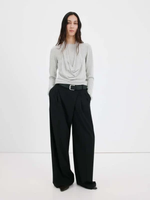 Bluza z różnych materiałów średni szary - Kobieta - - MANGO