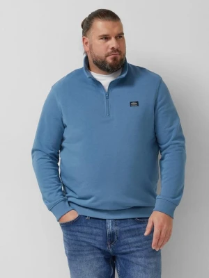 Bluza z troyerowym kołnierzem i naszywką z logo s.Oliver niebieski