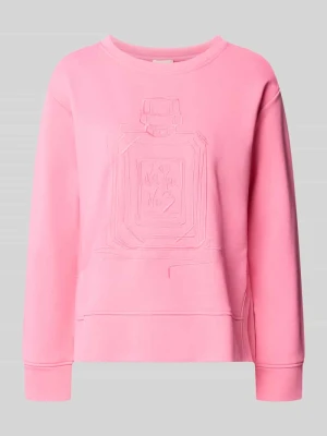 Bluza z wyhaftowanym motywem i okrągłym dekoltem milano italy Mocnoróżowy
