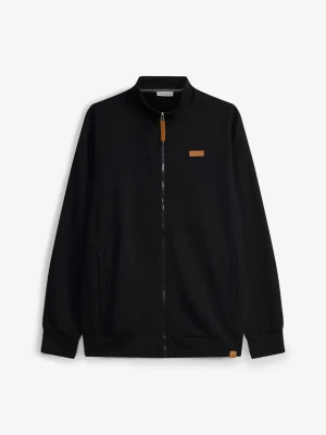 Bluza ze stójką i detalami z imitacji skóry BonPrix czarny