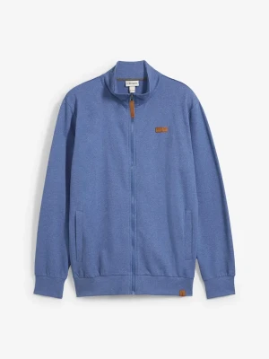 Bluza ze stójką i detalami z imitacji skóry BonPrix niebieski