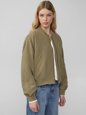 Bluza ze stójką i prążkowanymi mankietami QS oliwkowy