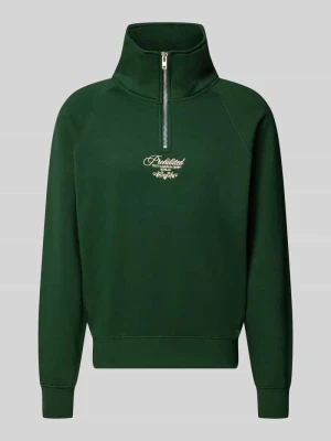 Bluza ze stójką i zamkiem błyskawicznym PROHIBITED Ciemnozielony