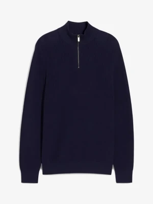 Bluza ze stójką z czystej bawełny BonPrix niebieski