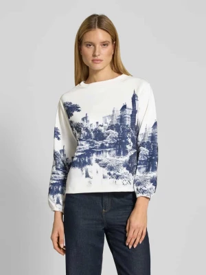 Bluza ze wzorem na całej powierzchni i okrągłym dekoltem monari