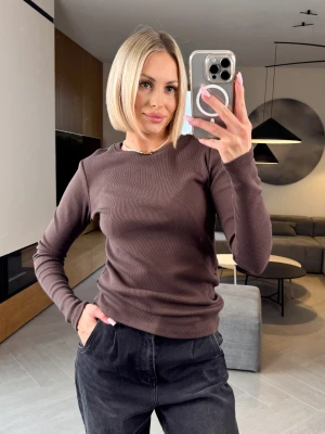 Bluzka Basic Prążkowana Brązowa ClothStore