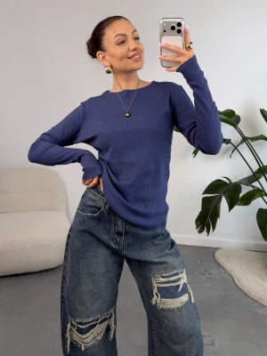 Bluzka Basic Prążkowana Indigo ClothStore