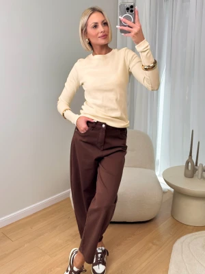 Bluzka Basic Prążkowana Kremowa ClothStore
