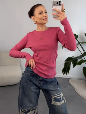 Bluzka Basic Prążkowana Malinowa ClothStore
