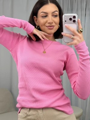 Bluzka Basic Prążkowana Różowa ClothStore