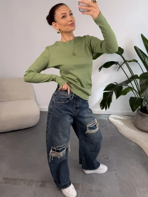 Bluzka Basic Prążkowana Zielona ClothStore