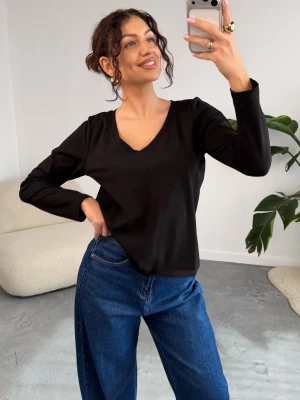 Bluzka Basic V-line Black ClothStore