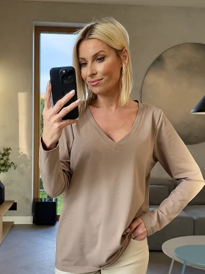 Bluzka Basic V-Line Taupe ClothStore