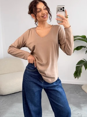 Bluzka Basic V-Line Taupe ClothStore