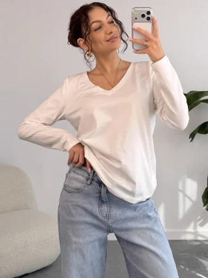 Bluzka Basic V-line White ClothStore