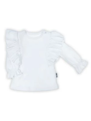 Bluzka bawełniana niemowlęca z długim rękawem dla dziewczynki biała Nicol