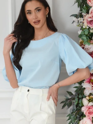 Bluzka bawełniana z bufkami baby blue Klare EMG