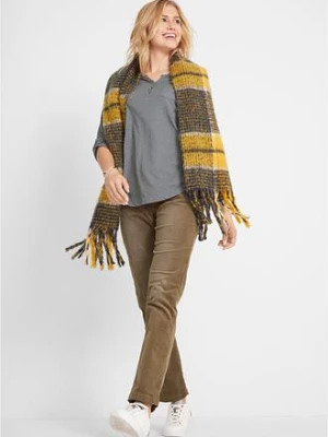 Bluzka bawełniana z dekoltem henley z plisą guzikową bonprix