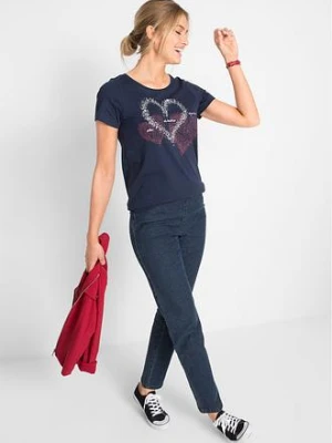 Bluzka bawełniana z nadrukiem serca z bawełny organicznej bonprix