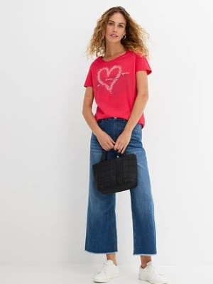 Bluzka bawełniana z nadrukiem serca z bawełny organicznej bonprix