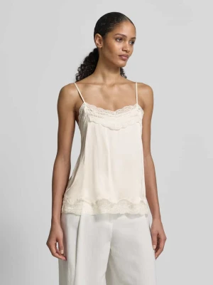 Bluzka bez rękawów o kroju regular fit z obszyciem koronką Jake*s Collection