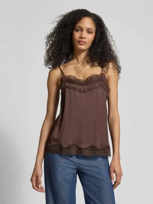 Bluzka bez rękawów o kroju regular fit z obszyciem koronką Jake*s Collection
