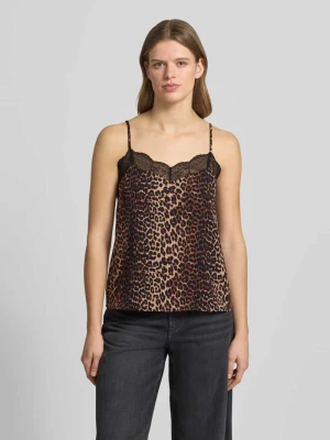 Bluzka bez rękawów o kroju relaxed fit z koronkowym wykończeniem Model 'TIFFANY' Pieces