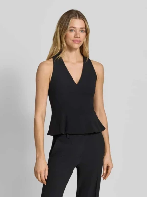 Bluzka bez rękawów o kroju slim fit z baskinką HUGO