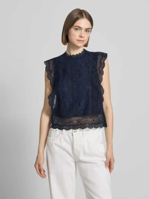 Bluzka bez rękawów o kroju slim fit z domieszką bawełny, wiskozy i lyocellu model 'KARO' Only Granatowy