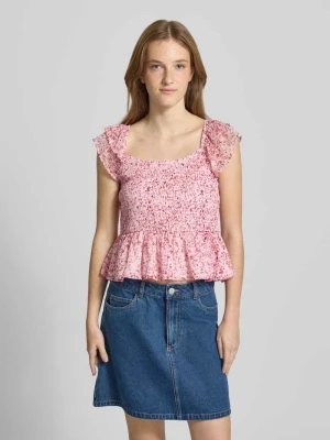 Bluzka bez rękawów o kroju slim fit ze wzorem na całej powierzchni model 'ELIZA' Only Różowy