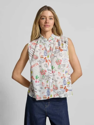 Bluzka bez rękawów w całości we wzór ze stójką Emily Van den Bergh