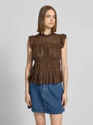 Bluzka bez rękawów w kroju slim fit z marszczonym kołnierzem model 'SHAILA' Only