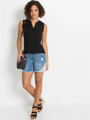 Bluzka bez rękawów z czystej wiskozy bonprix