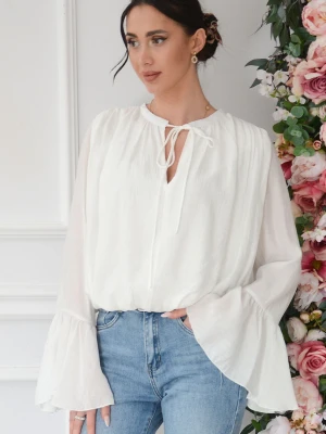 Bluzka boho bombka z wiązaniem biała Karem Cocomoda.pl - odzież damska, sukienki, buty, dodatki