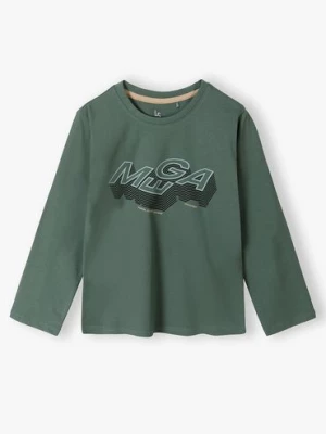 Bluzka chłopięca bawełniana zielona- MEGA Lincoln & Sharks by 5.10.15.