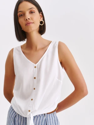Bluzka damska bluzka bez rękawów biała - SBW0720BI o luźnym kroju, na ramiączkach - TOP SECRET - Odzieżowy sklep internetowy TOP SECRET