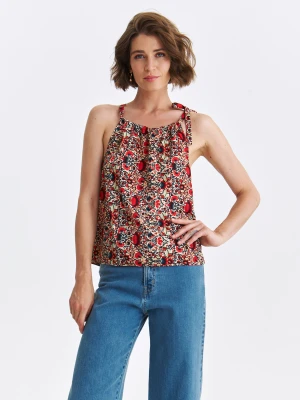 Bluzka damska bluzka bez rękawów biała - SBW0728BI o luźnym kroju, bez rękawów, na ramiączkach - TOP SECRET - Odzieżowy sklep internetowy TOP SECRET